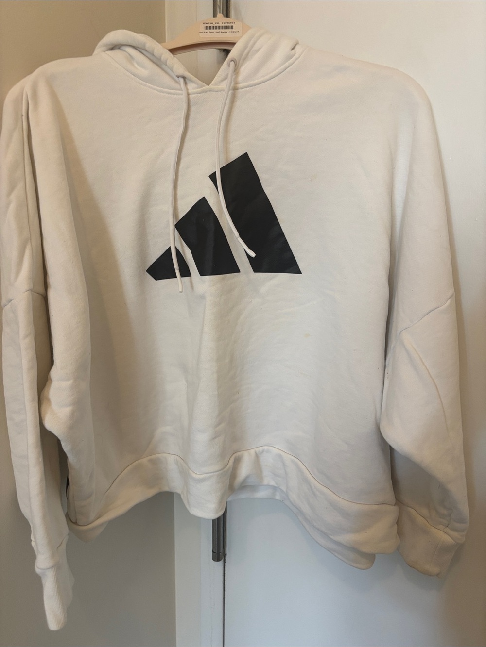 adidas White Hoodie Sweatshirt with Black Logo